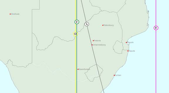 Natal A*C*G Map for Oprah Winfrey, South Africa 